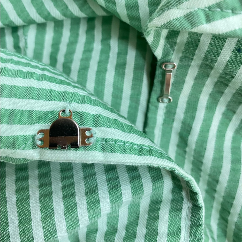 Vintage Fidel Green Striped Seersucker Cotton Blazer Jacket 4 Twee Coastal - Picture 6 of 16